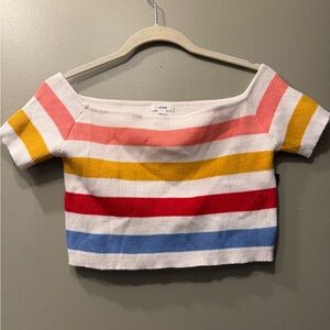 Striped Off-Shoulder Crop Top